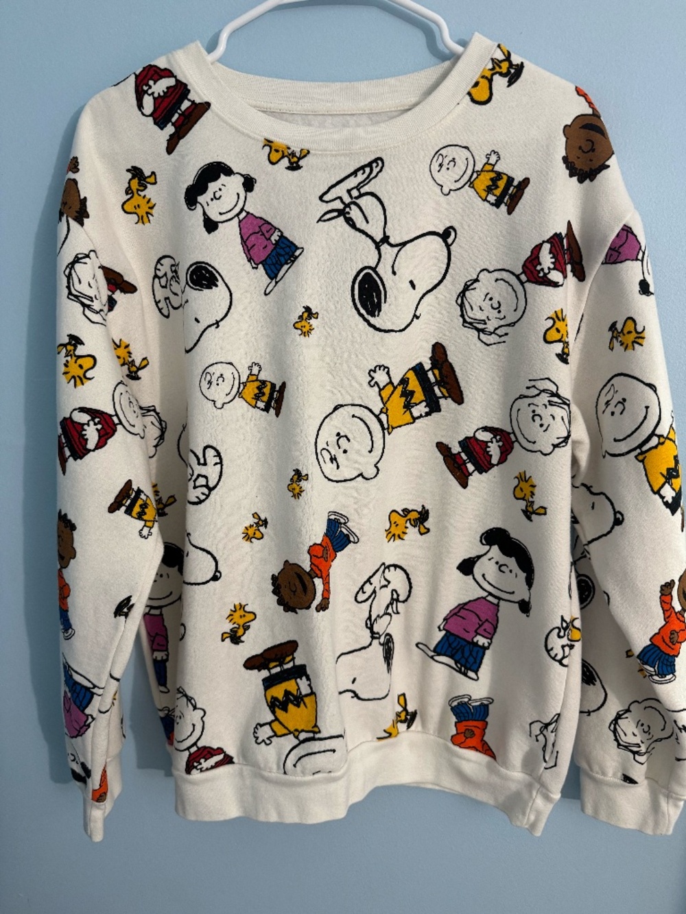 Peanuts Character Crewneck Sweatshirt - White with Multicolor Prints